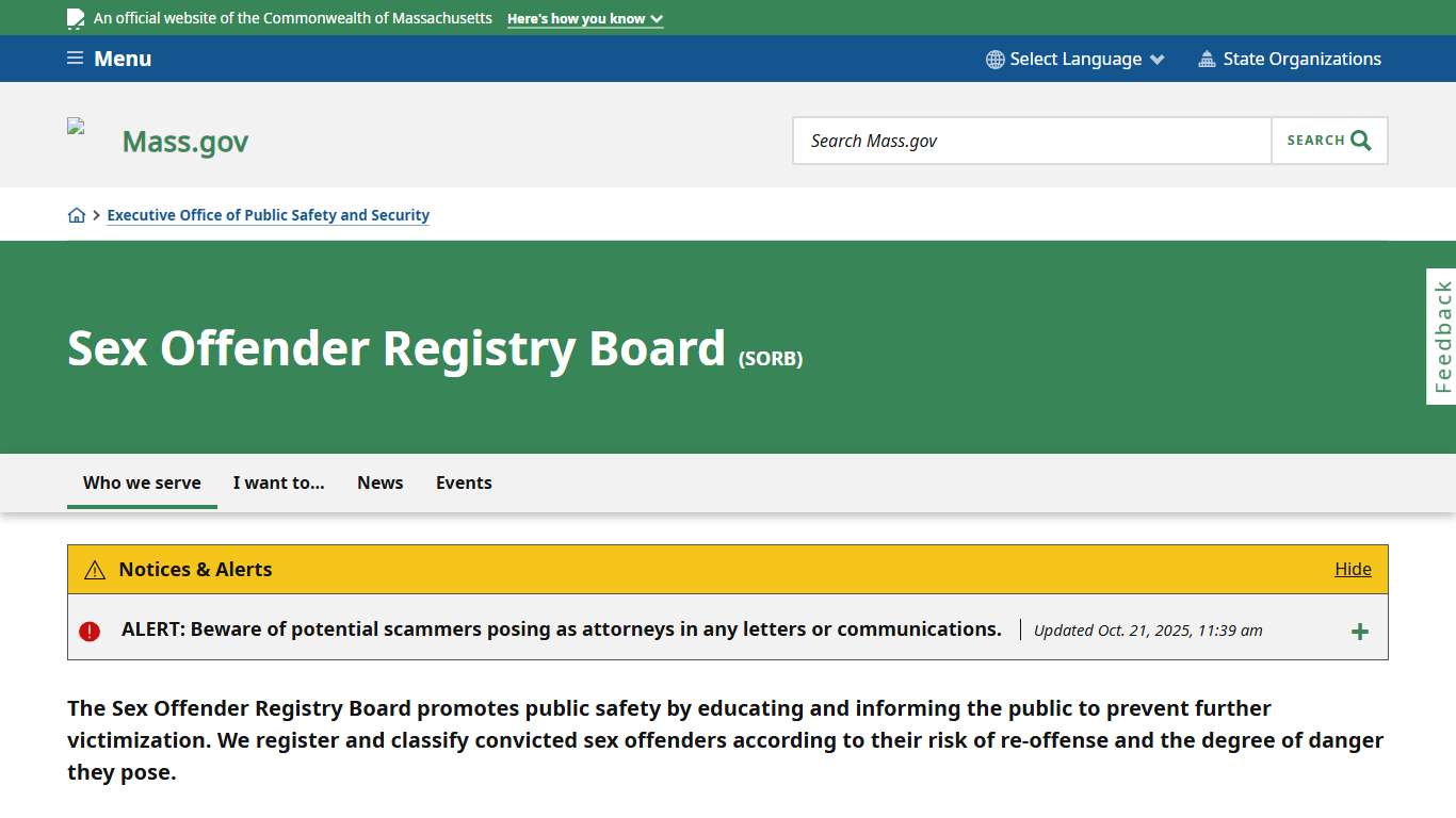 Sex Offender Registry Board | Mass.gov